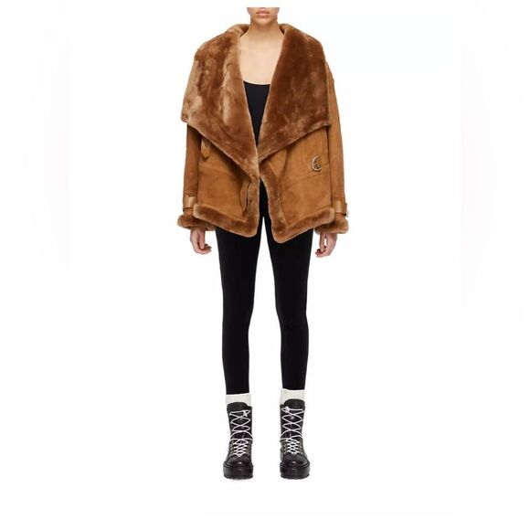 Shoreditch Ski Club Darling Buckled Shearling Coat size XS - Picture 2 of 13